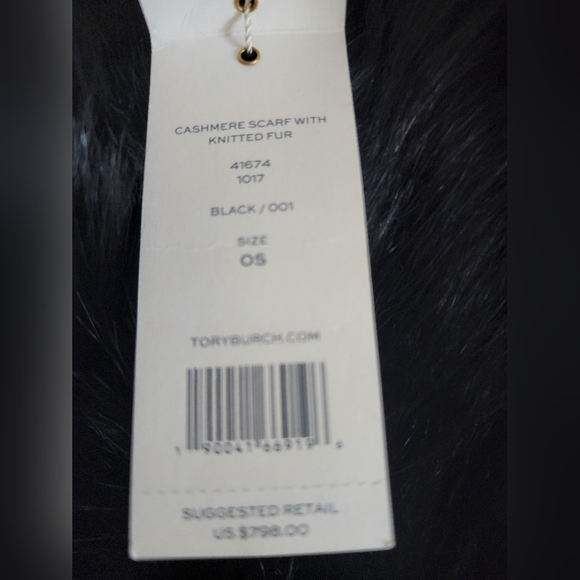 Brand new with tags Tory Burch Cashmere scarf with fox fur - Picture 3 of 4